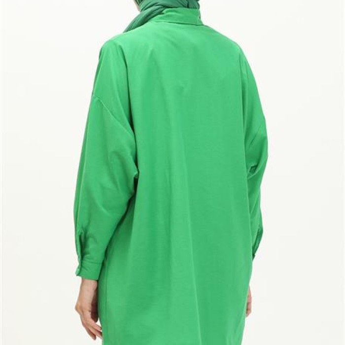 Sade Basic Ovesize Gömlek - 70001 - Benetton Yeşil