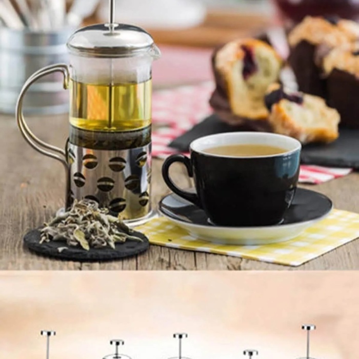 New Life 350ml Çelik French Press Bitki Demleme Bardağı Bls Fp 350