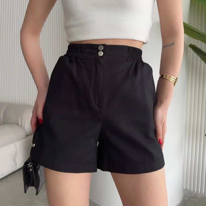 Çıtçıtlı gabardin şort