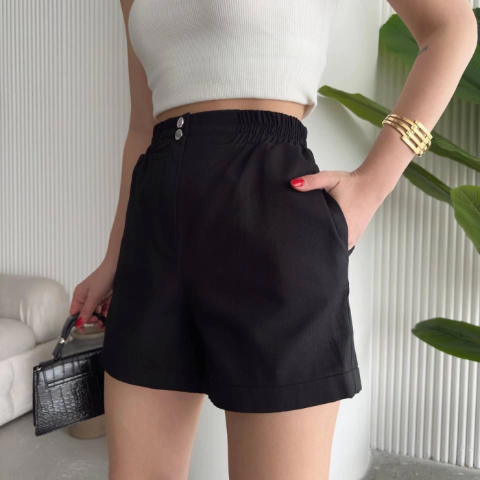 Çıtçıtlı gabardin şort