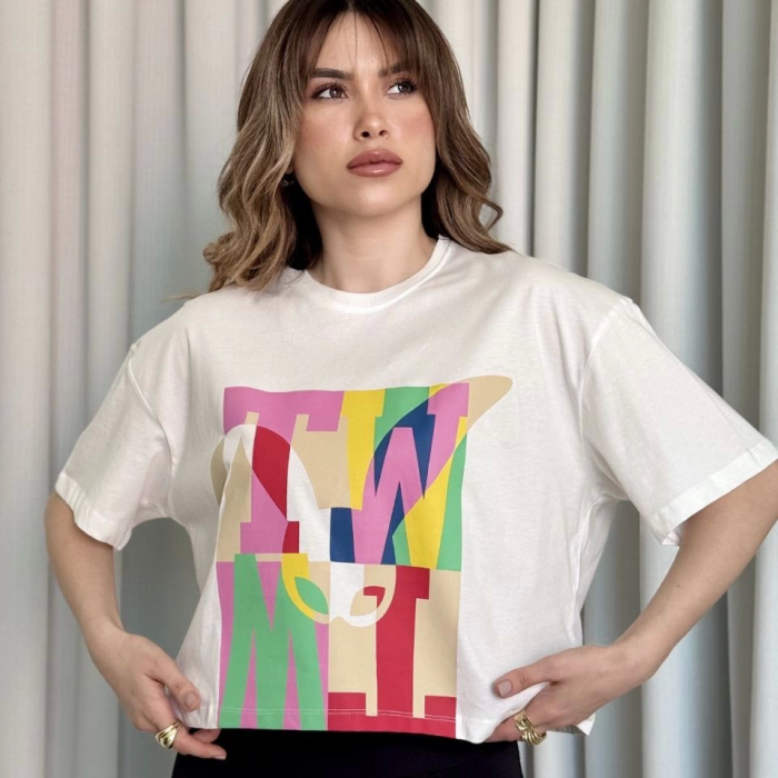 Baskılı crop tişört