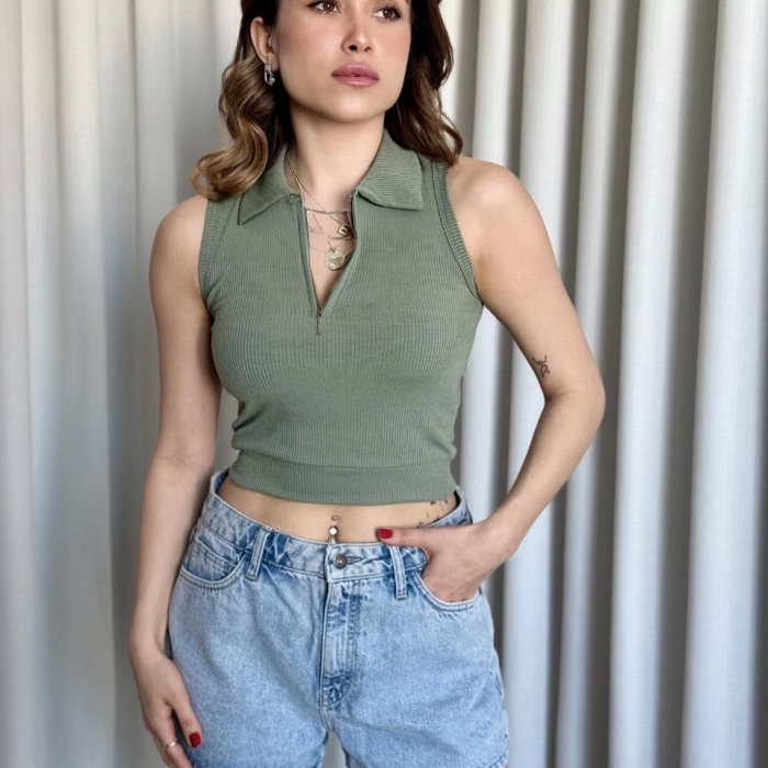 Kısa fermuarlı crop