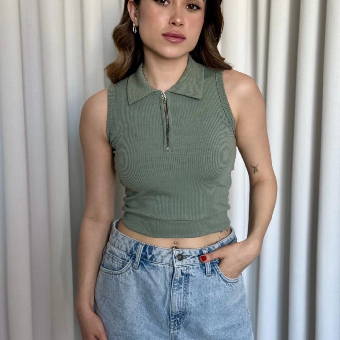 Kısa fermuarlı crop