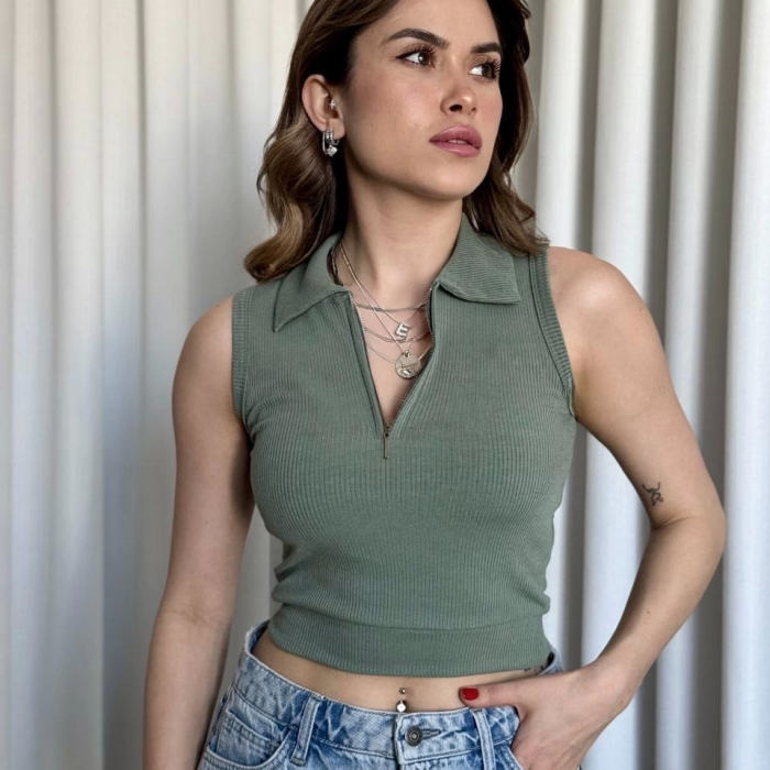 Kısa fermuarlı crop