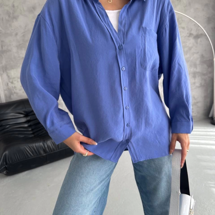 Modal oversize cepli gömlek