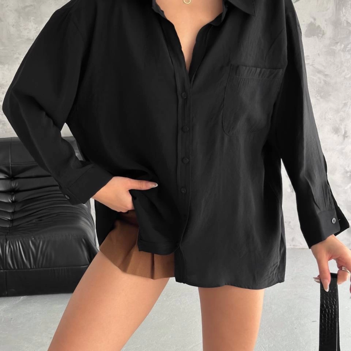 Modal oversize cepli gömlek