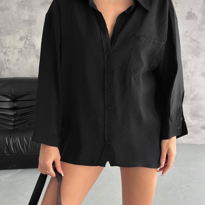 Modal oversize cepli gömlek