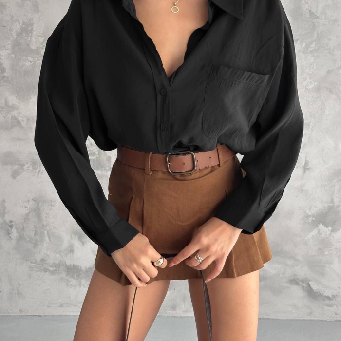 Modal oversize cepli gömlek