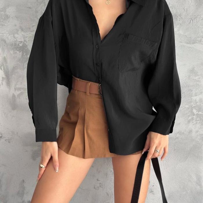 Modal oversize cepli gömlek