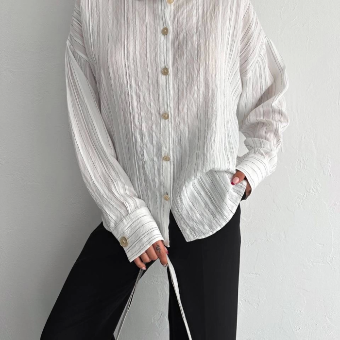 Çizgili oversize gömlek