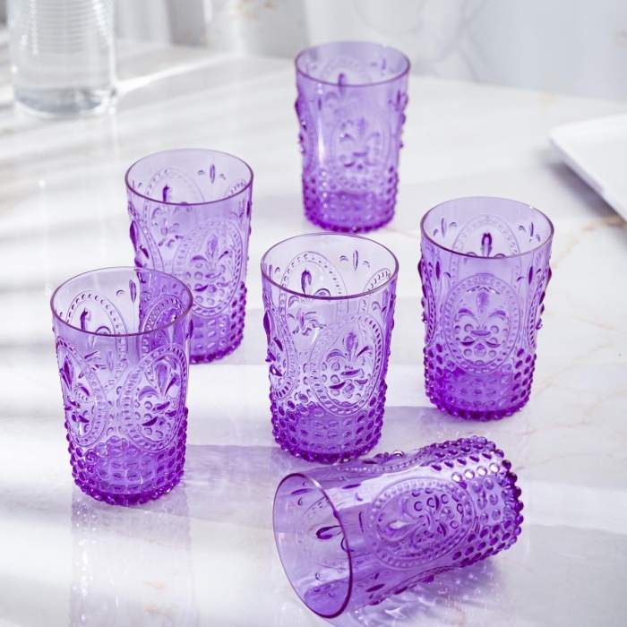 Akrilik Mor Kısa Bardak & Su Meşrubat Kahve Yanı Bardağı 400 ml ( Cam Değildir )