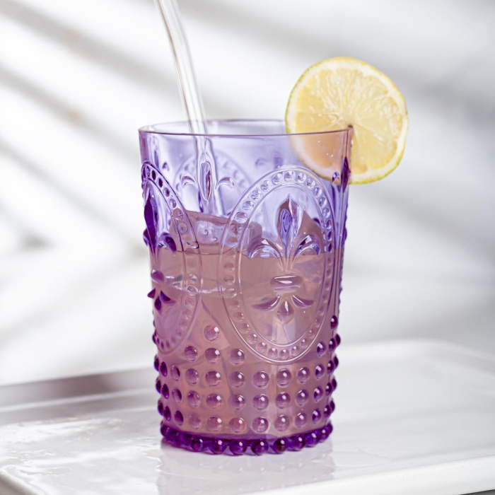 Akrilik Mor 6lı Kısa Bardak & Su Meşrubat Kahve Yanı Bardağı 400 ml ( Cam Değildir )
