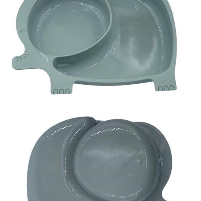 Bebek ve Çocuk için Sevimli Fil Model Desenli Yemek Bebek Mama Kabı Bölmeli Tabak (4172)