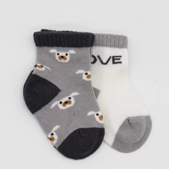 Love Dog Penye Soket Çorap 2li  Gri