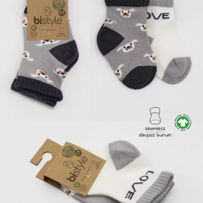 Love Dog Penye Soket Çorap 2li  Gri