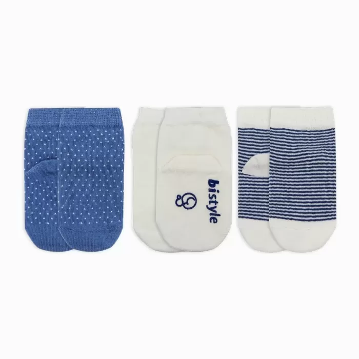 Puanlı Kaymaz Penye Soket Çorap 3lü Bs10108 İndigo