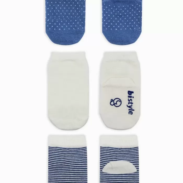 Puanlı Kaymaz Penye Soket Çorap 3lü Bs10108 İndigo
