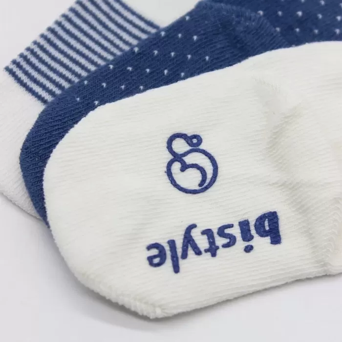 Puanlı Kaymaz Penye Soket Çorap 3lü Bs10108 İndigo