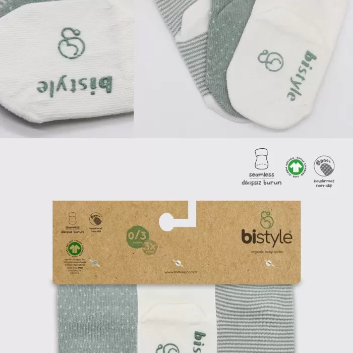 Puanlı Kaymaz Penye Soket Çorap 3lü Bs10108 Nil
