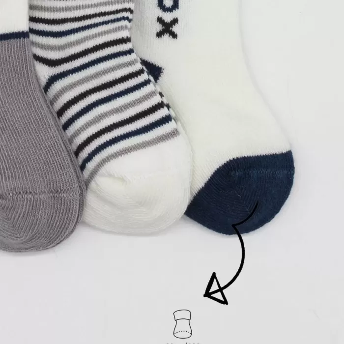3lü Penye Soket Çorap Bs10109 Gri