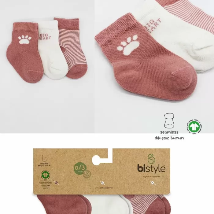 3lü Penye Soket Çorap Bs10110 Pudra