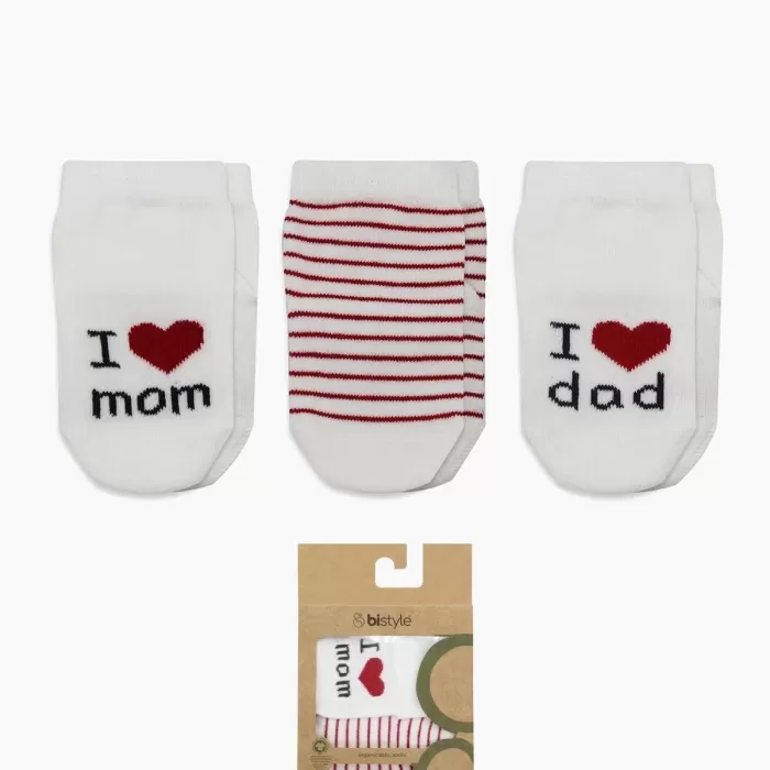 Mom Dad 3lü Penye Soket Çorap 10123 Ekru