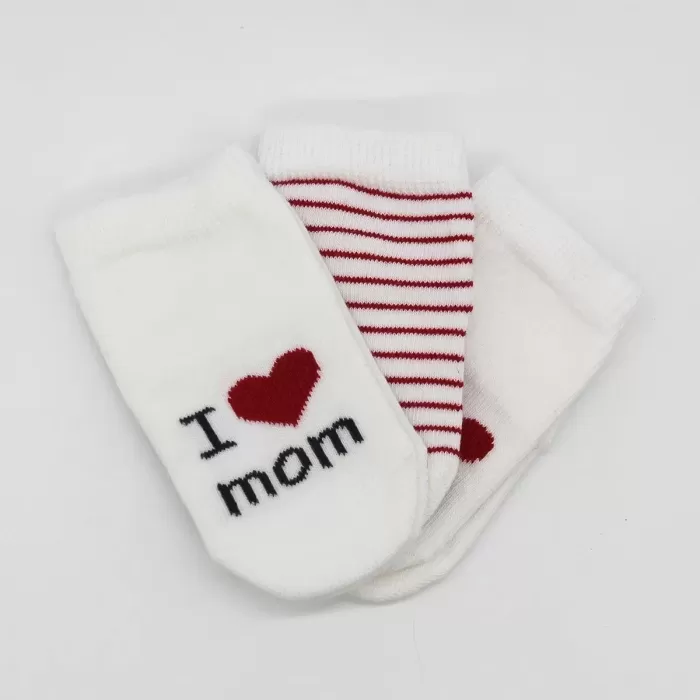 Mom Dad 3lü Penye Soket Çorap 10123 Ekru