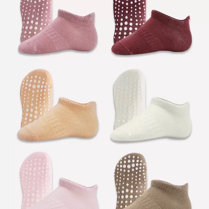 6lı Sneakers Kaymaz Penye Çorap Bs20102 Gül Kurusu