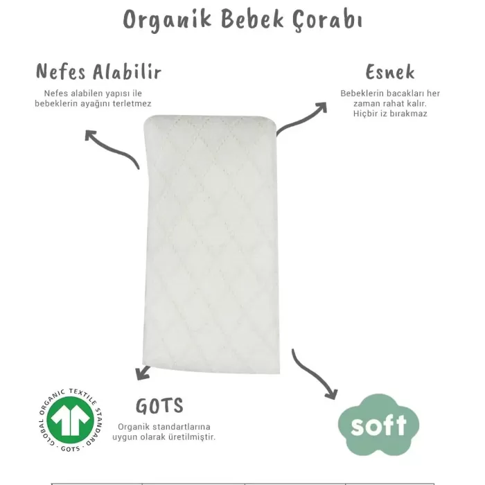 Tekli Ekose Kabartma Penye Külotlu Çorap Bs50105 Ekru