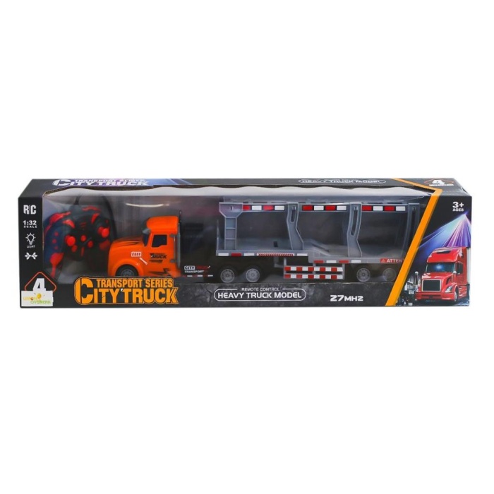 HediyeCantam LA012-3 Kumandalı Şarjlı Işıklı Transport Tır 1:32 -Limon Oyuncak