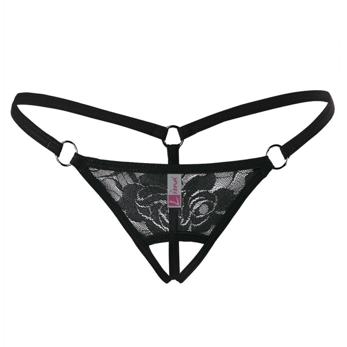 Hediye Çantam Ağı Açık Siyah Dantelli Fantezi İç Çamaşırı G String