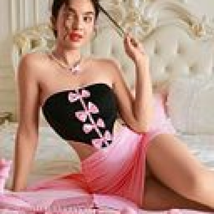 Kadın Pembe Ekose Etekli Seksi Kostüm