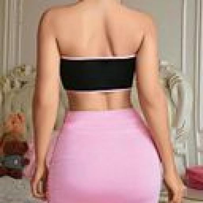 Kadın Pembe Ekose Etekli Seksi Kostüm