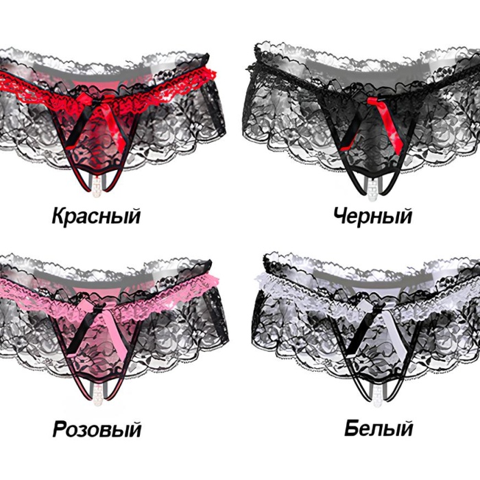Kadın Kırmızı Fiyonklu Seksi Külot