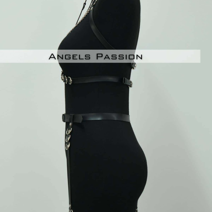 Fantazi İç Giyim Zincirli Erotik Harness Takım - Brf1081