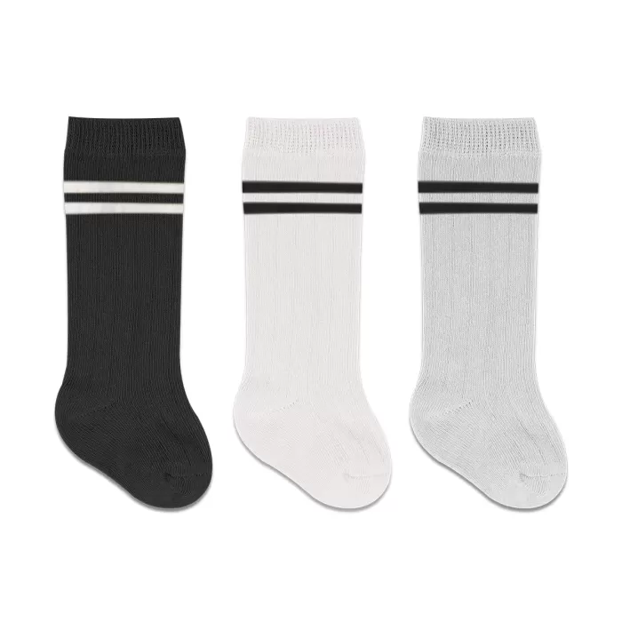 Bistyle Derby Dizaltı Çorap 3lü Bs40101 Siyah Ekru Gri Çemberli