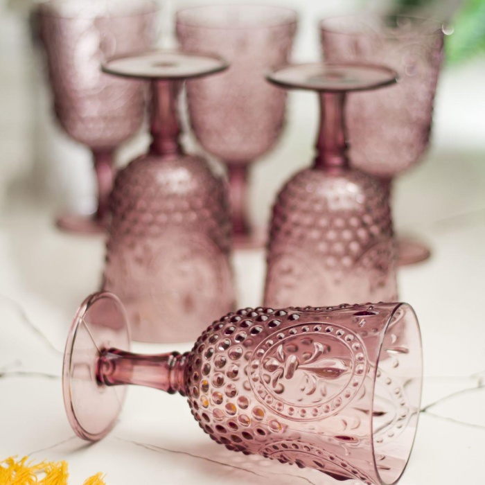 Akrilik Mürdüm 6lı Kadeh & Su Meşrubat Kahve Yanı Bardağı 450 ml ( Cam Değildir )