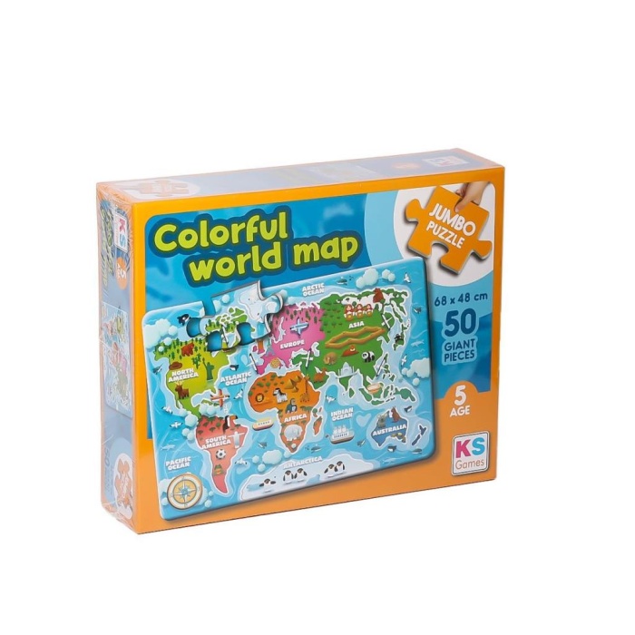 NessiWorld JP 31015 Colorful World Map Jumbo Puzzle 50 Parça -Ks Puzzle