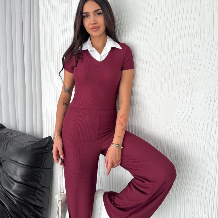 Ottoman kumaş beyaz gömlek yaka takım s4142