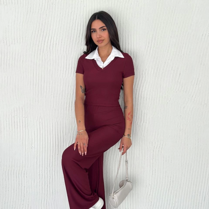 Ottoman kumaş beyaz gömlek yaka takım s4142