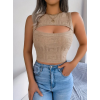 Kadın Askılı Bisiklet Yaka Güpüs Dekolteli Triko Crop Bluz