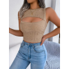 Kadın Askılı Bisiklet Yaka Güpüs Dekolteli Triko Crop Bluz
