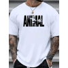 Baskılı Oversize Bisiklet Yaka T-shirt - Beyaz