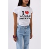 Nakış Detay Baskılı Crop T-Shirt
