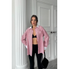 YAKA VE MANŞET BEYAZ  BOYFRİEND ÇİZGİLİ  POPLİN GÖMLEK - Bordo