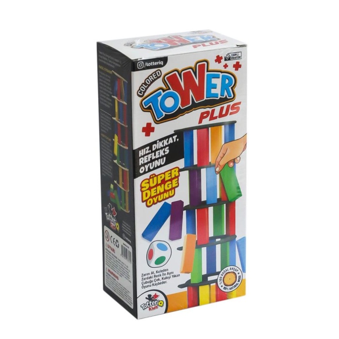 HediyeCantam 7317 Renkli Plus Tower Süper Denge Oyunu 54 Adet -Totteriq
