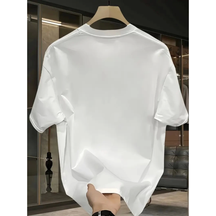 Baskılı Oversize Bisiklet Yaka T-shirt - Beyaz