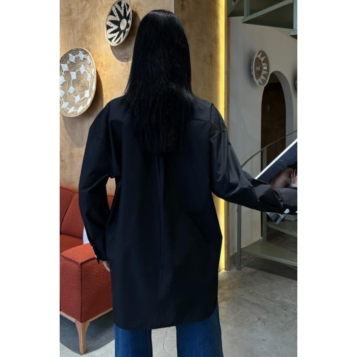 Kalp Nakışlı Ve Düğme Detaylı Oversize Gömlek 3430