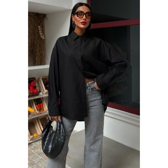 Klasik Oversize Poplin Gömlek 3421