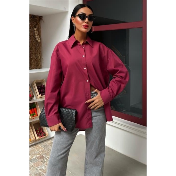 Klasik Oversize Poplin Gömlek 3421